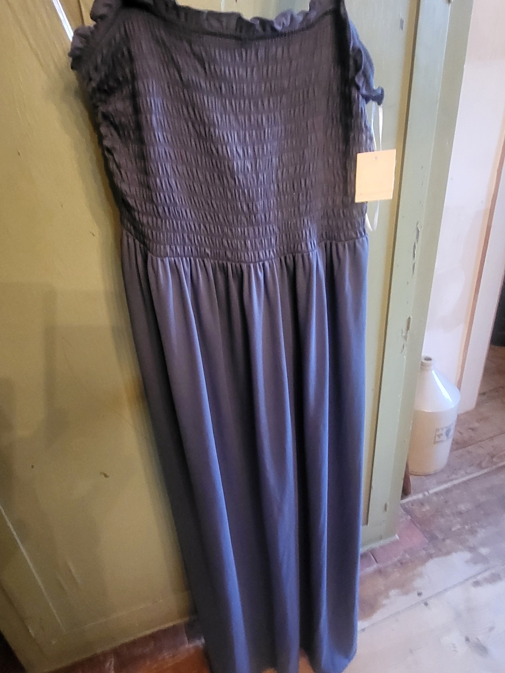 Smocked Maxi Dress in Dusty Blue - Women